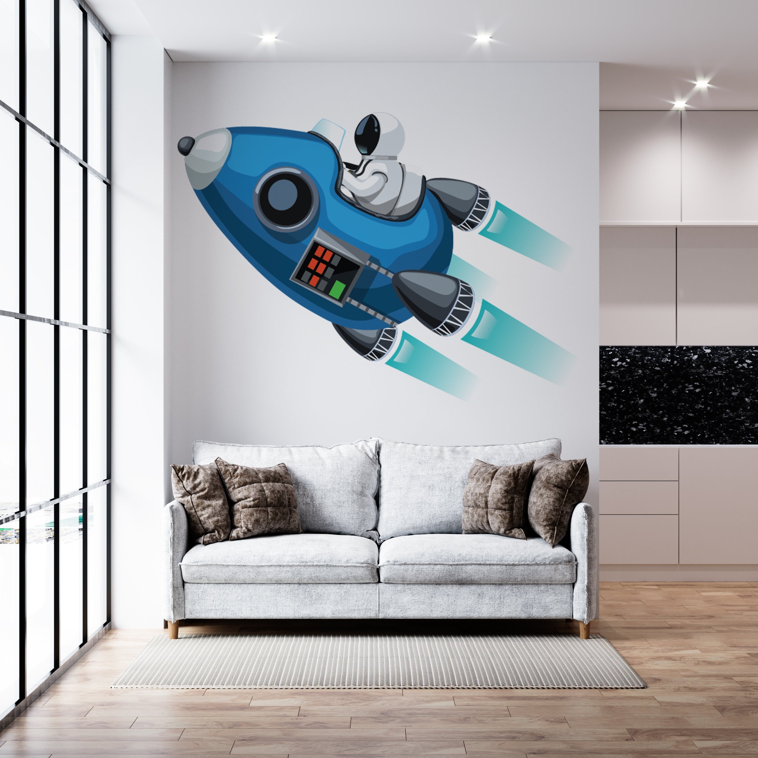 Acheter 1 Ensemble Autocollant mural Ajouter Ambient Imperméable PVC  Astronaute Star Autocollants mur extérieur