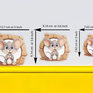 Mouse hole wall Sticker, 3D Wall Decal, Skirting Board Sticker, Cartoon Mouse, Funny Kitchen Decal, Bedroom Decal Peel and stick A79