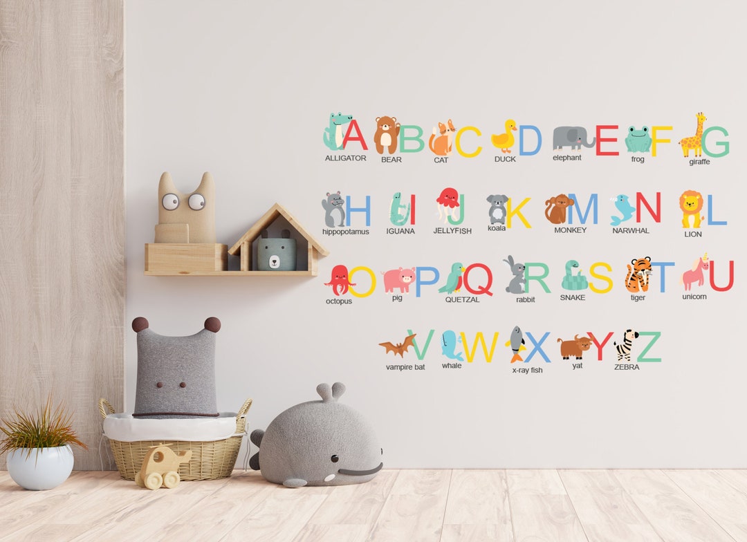 Alphabet Animals Wall Stickers Educational Easy Phonics Learning Peel