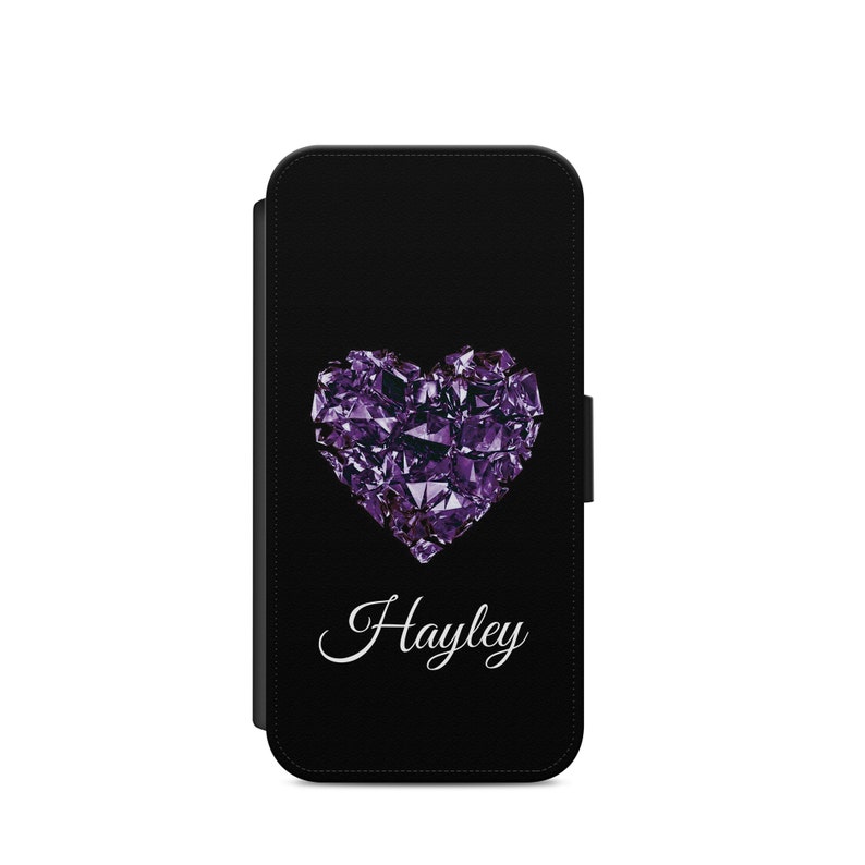 Personalised Brilliant Heart Black Beckground Printed Initials 2 letters Custom Phone Case For Iphone /& Samsung Flip Wallet Unique Gift