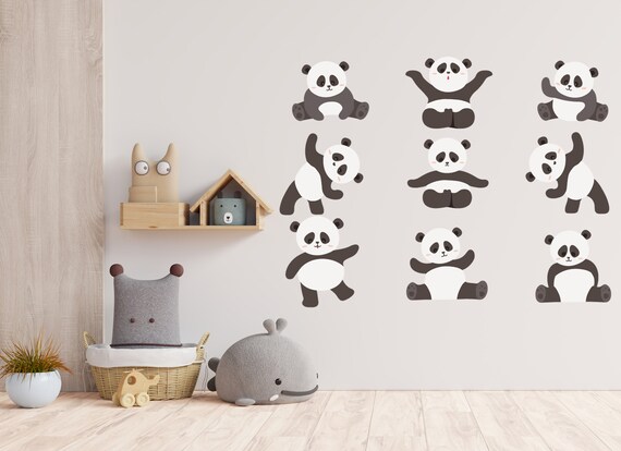 Set of Pandas Stickers Nursery Decals Cute Panda Face Decals - Etsy