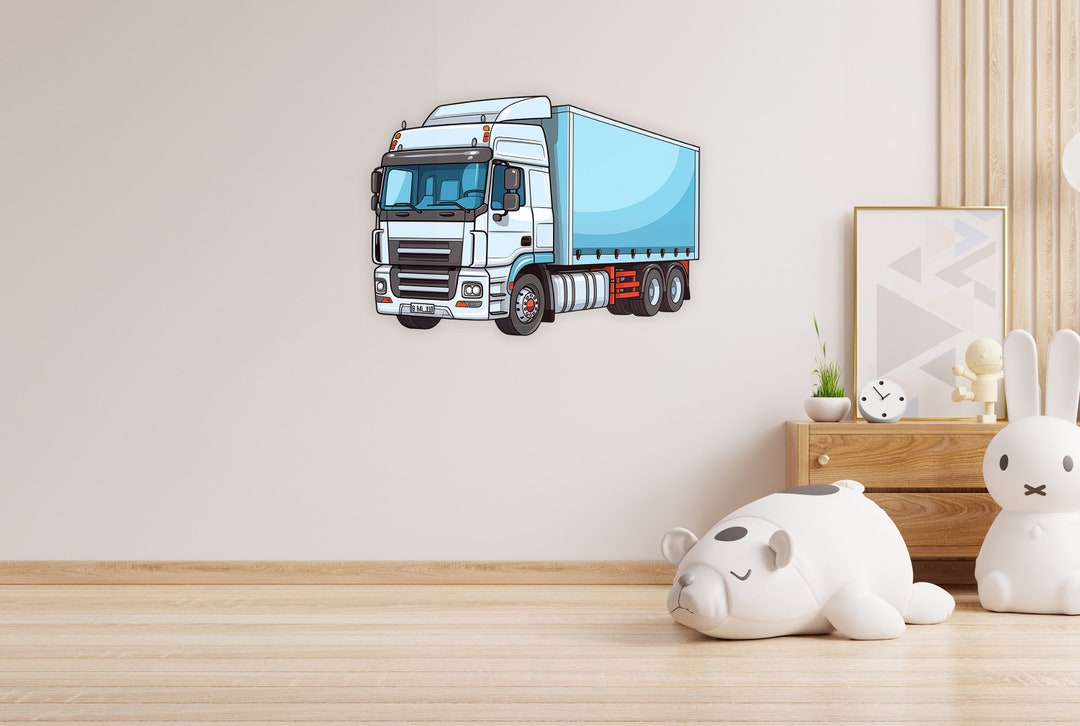 Car Wall Sticker Semi Truck Wall Decal, Wall Stickers for Kids Room ...
