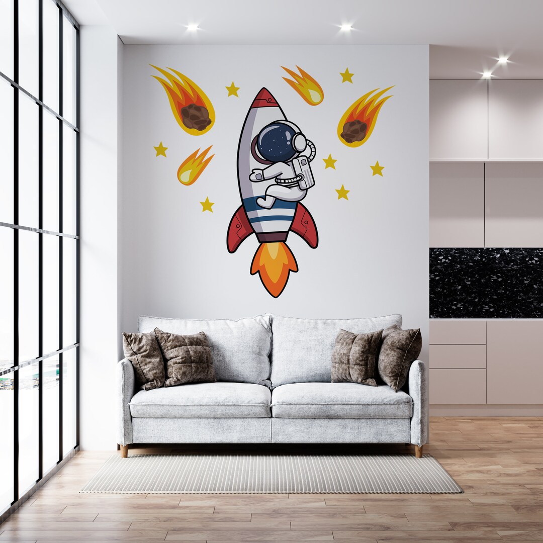 Comets Rocket and Space Mans Pace , Wall Sticker, Space Man Wall ...