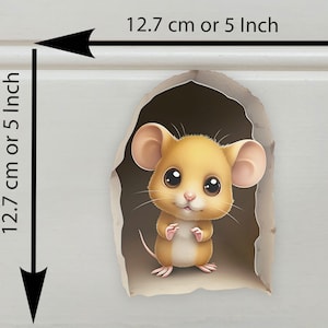 Pegatina de ratón en el agujero, calcomanía de pared 3D, pegatina de rodapié, ratón de dibujos animados, calcomanía de cocina divertida, calcomanía de dormitorio Peel and Stick A82