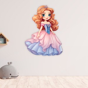 Cute Princess Art, Cartoon Princess Wall Sticker, Girls Nursery Decor ...