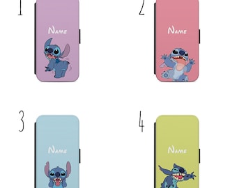 Personalised Name Initials Disney Lilo And Stitch f55 Gift Phone Case For Iphone & Samsung Flip Wallet Unique Gift