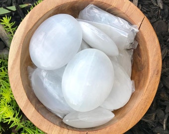 Selenite Palm Stone