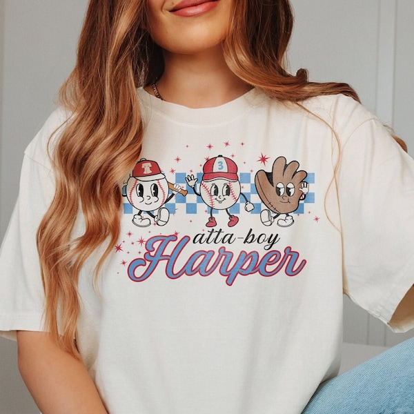 T-shirt Phillies, T-shirt Comfort Colors, T-shirt graphique oversize, T-shirt Harper, T-shirt de base-ball
