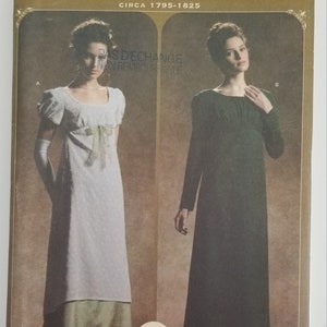 May include: Simplicity sewing pattern 4055 for Regency dresses, sizes HH 6, 8, 10, and 12. The cover displays the Simplicity logo and the text "CIRCA 1795-1825". The pattern includes EUR sizes 32-38 and FR sizes 34-40.