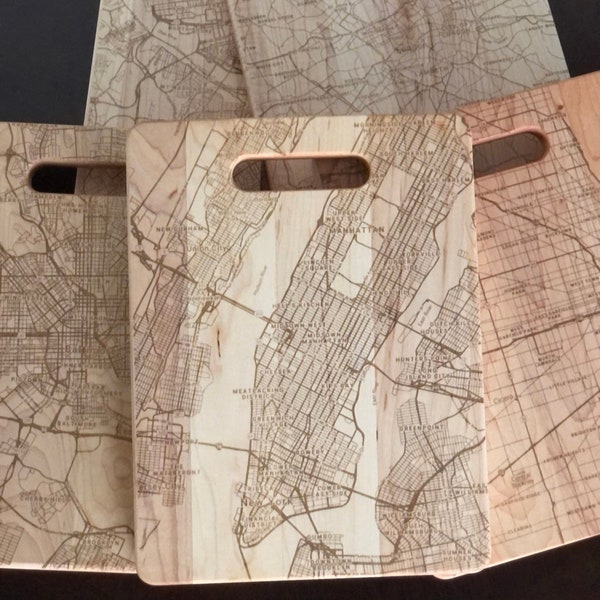 Cutting Board Maple Wood Urban City Map Your City Pick Your Location