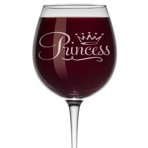 Princess Fancy Wine Glass Stemless or Stemmed