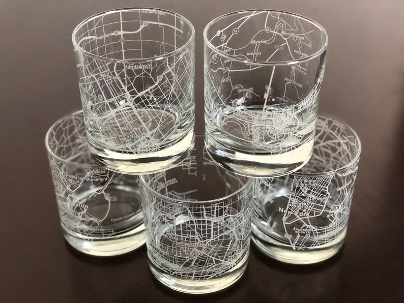 Rocks Whiskey Old Fashioned Glass Urban City Map Your City Pick Your Location image 1