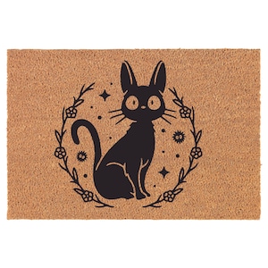 Anime Cat Coir Doormat Welcome Front Door Mat New Home Closing Housewarming Gift