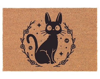 Anime Cat Coir Doormat Welcome Front Door Mat New Home Closing Housewarming Gift