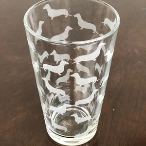 16 oz Pint Beer Glass Dachshund Dog Wrapped