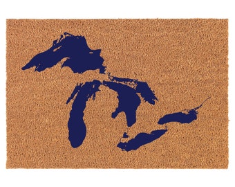 Great Lakes Michigan Coir Doormat Welcome Front Door Mat New Home Closing Housewarming Gift