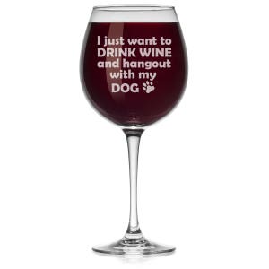 Drink Wine and Hangout With My Dog Funny Wine Glass Stemless or Stemmed image 2