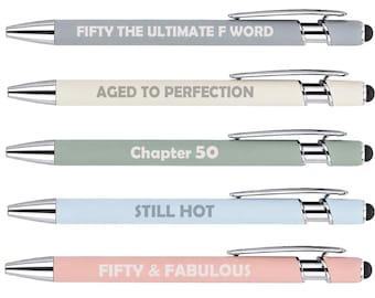 50th Birthday For Her Set of 5 Pens Gift Fifty Year Old Birthday Gift