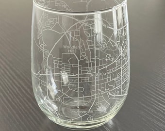 Stemless Wine Glass Urban City Map Auburn, AL