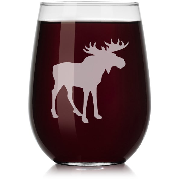 Moose Wine Glass Stemless or Stemmed