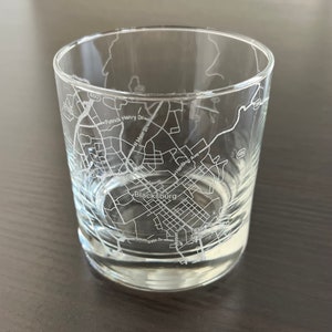 Rocks Whiskey Old Fashioned Glass Urban City Map Blacksburg, VA