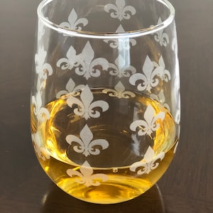 Stemless Wine Glass  Fleur-de-lis Wrapped