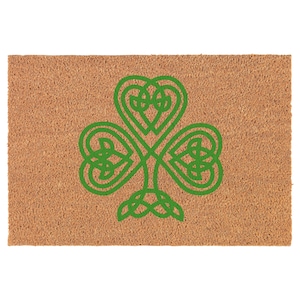Green Celtic Clover Coir Doormat Welcome Front Door Mat New Home Closing Housewarming Gift