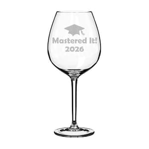 Mastered It 2026 Graduation Master's Degree Wine Glass Stemless or Stemmed