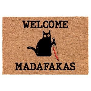 Welcome Madafakas Funny Cat Coir Doormat Welcome Front Door Mat New Home Closing Housewarming Gift