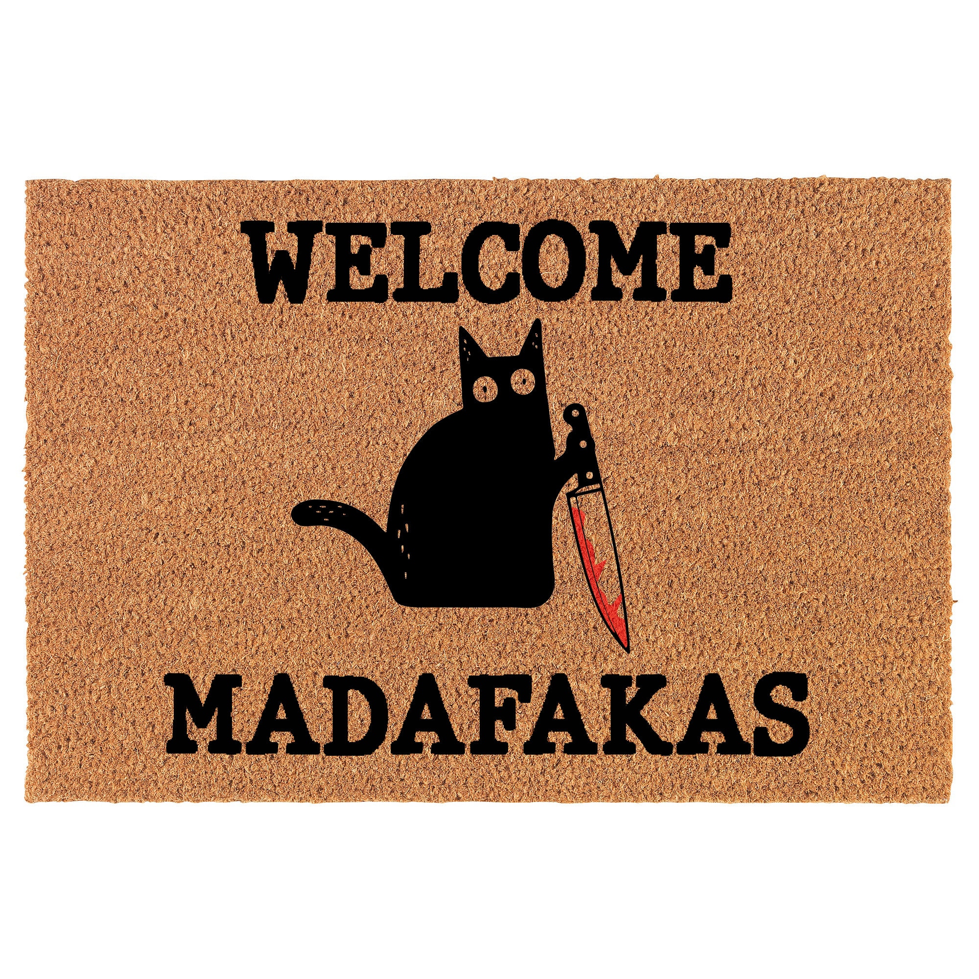 Welcome Madafakas Funny Cat Coir Doormat Welcome Front Door Mat