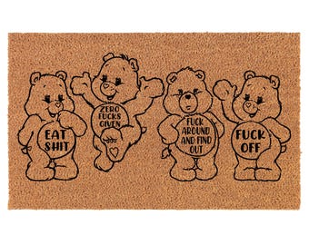 Swear Bears Funny Coir Doormat Welcome Front Door Mat New Home Closing Housewarming Gift