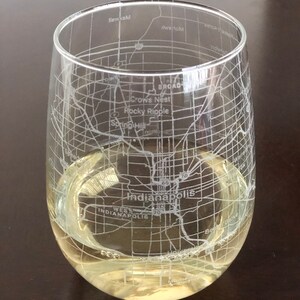 Stemless Wine Glass Urban City Map Indianapolis, IN