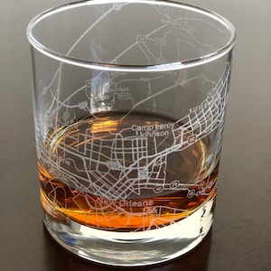 Rocks Whiskey Old Fashioned Glass Urban City Map New Orleans Louisiana