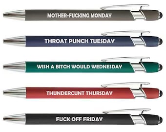 Days Of The Week Funny Set of 5 Pens Gift