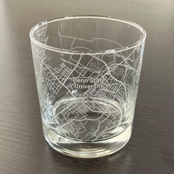 Rocks Whiskey Old Fashioned Glass Urban City Map State College, PA