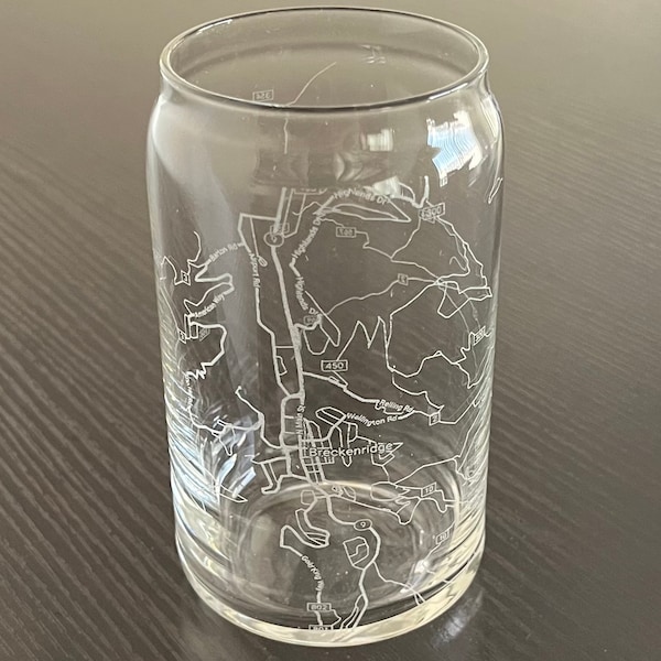 16 oz Beer Can Glass Urban City Map Breckenridge, CO