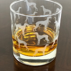 Rocks Whiskey Old Fashioned Glass Greyhound Dog Wrapped