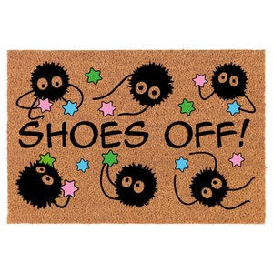 Anime Shoes Off Coir Doormat Welcome Front Door Mat New Home Closing Housewarming Gift