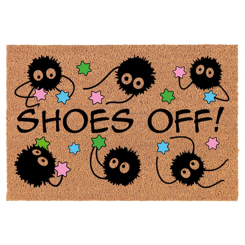 Anime Shoes Off Coir Doormat Welcome Front Door Mat New Home Closing Housewarming Gift