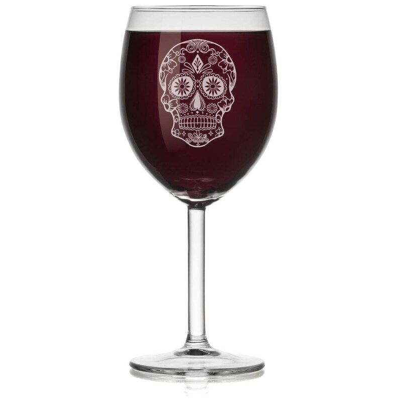 Sugar Candy Skull Wine Glass Stemless or Stemmed image 3