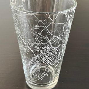 16 oz Pint Beer Glass Urban City Map State College, PA