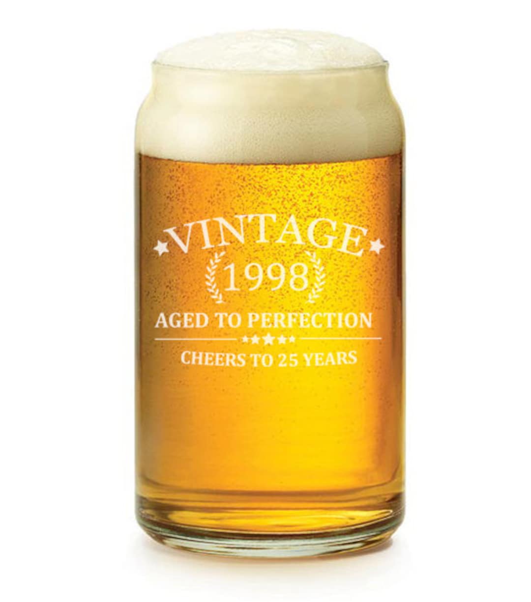 Beer Can Glass 16 Oz Cheers to 25 Years Vintage 1998 25th Birthday - Etsy