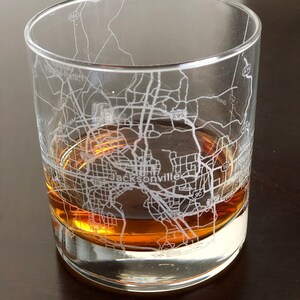 Rocks Whiskey Old Fashioned Glass Urban City Map Jacksonville, FL