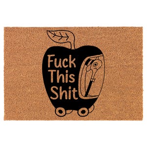 Fck This Sht Funny Worm Driving Apple Coir Doormat Welcome Front Door Mat New Home Closing Housewarming Gift
