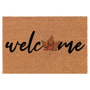 Welcome Fall Leaf Coir Doormat Welcome Front Door Mat New Home Closing Housewarming Gift