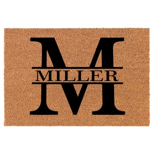 Monogram Initial Personalized Custom Family Name Coir Doormat Welcome Front Door Mat New Home Closing Housewarming Gift