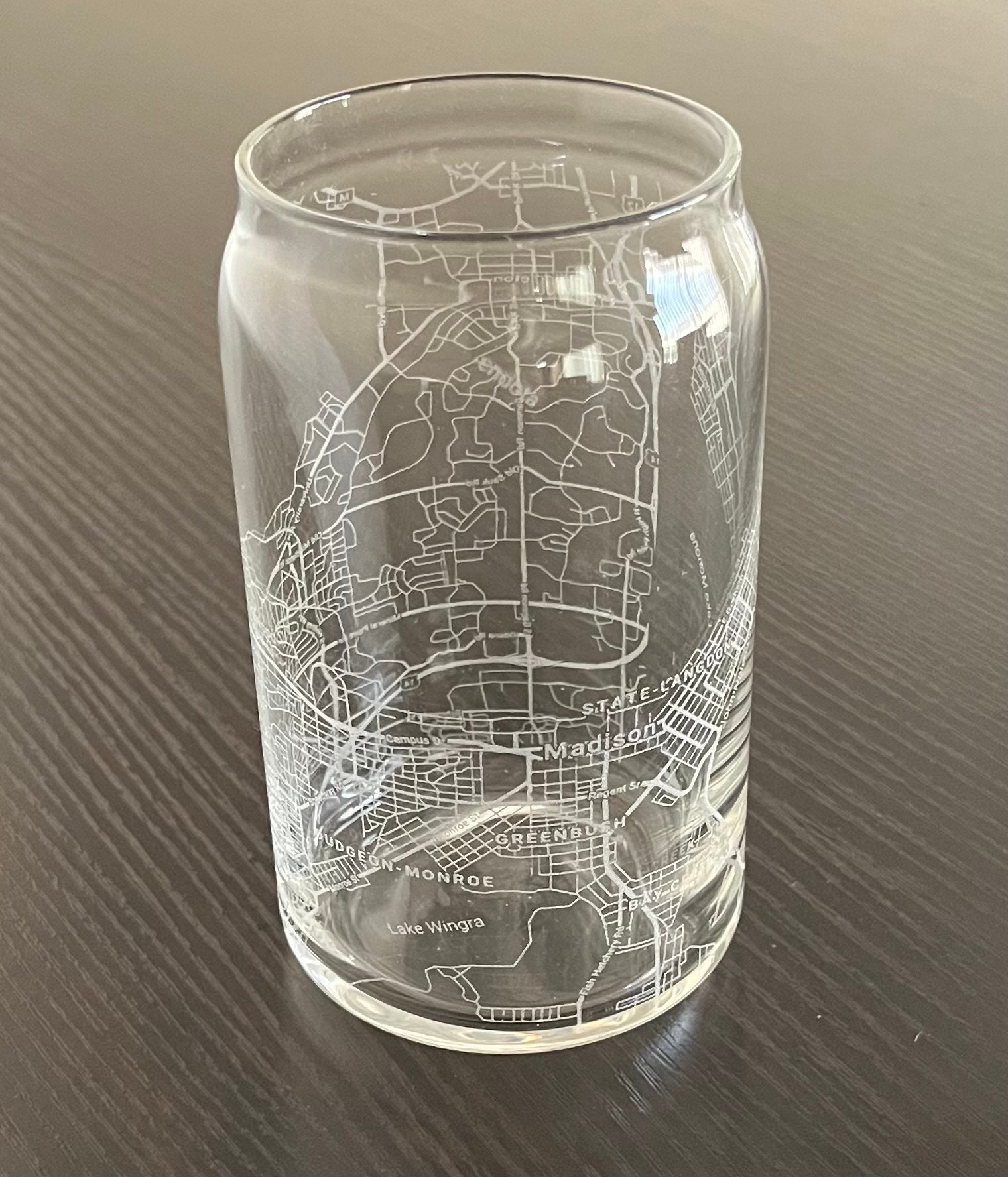 Topo Map Etched Mason Jar Drinking Glasses