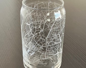 16 oz Beer Can Glass Urban City Map Bronx, NY