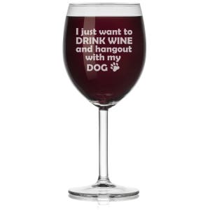 Drink Wine and Hangout With My Dog Funny Wine Glass Stemless or Stemmed image 3