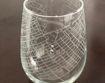 Stemless Wine Glass Urban City Map Key West, FL